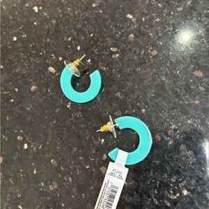 Acrylic Teal Hoop Earrings